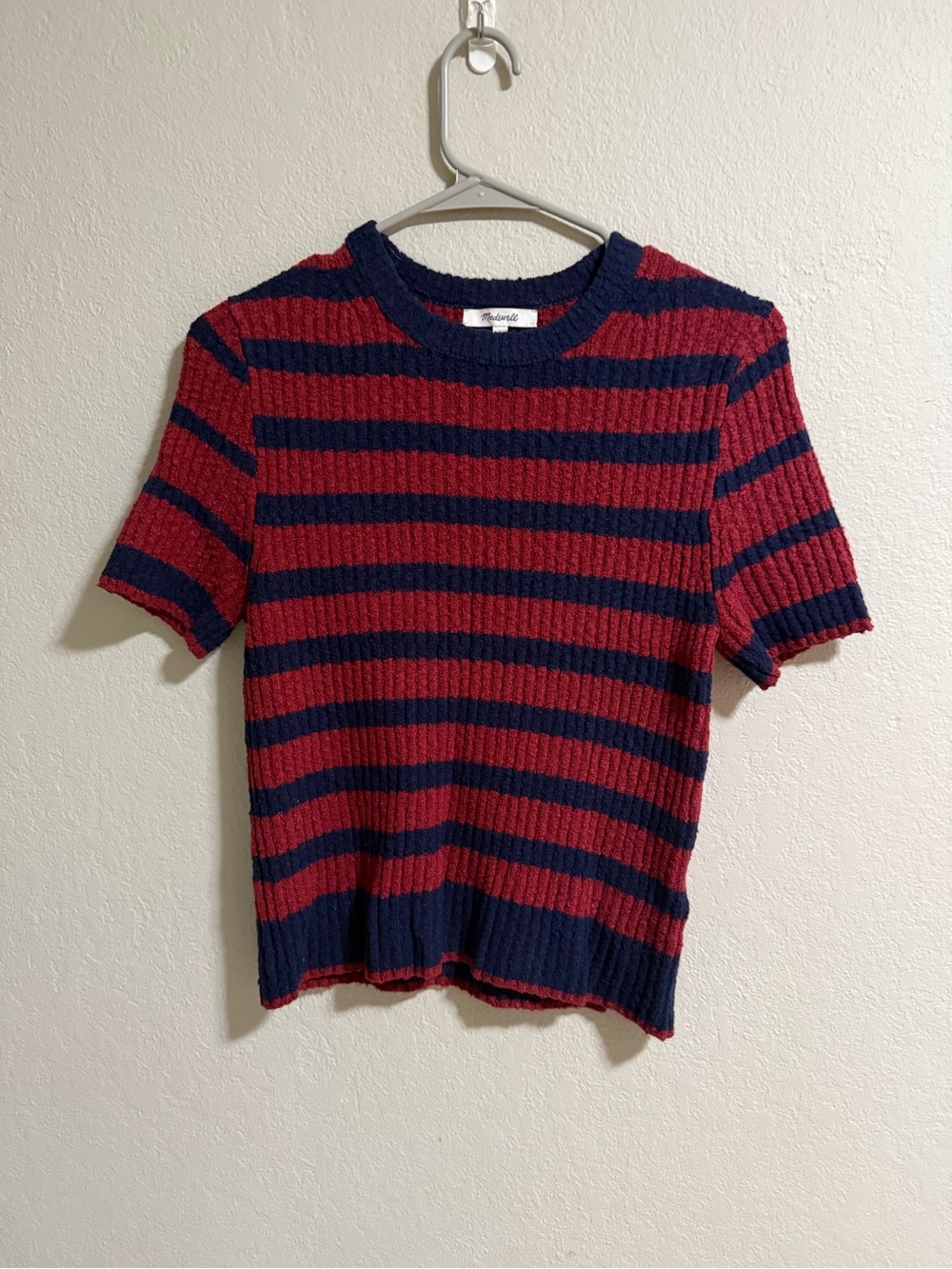 Madewell Ribbed Stripe Short Sleeve Sweater S